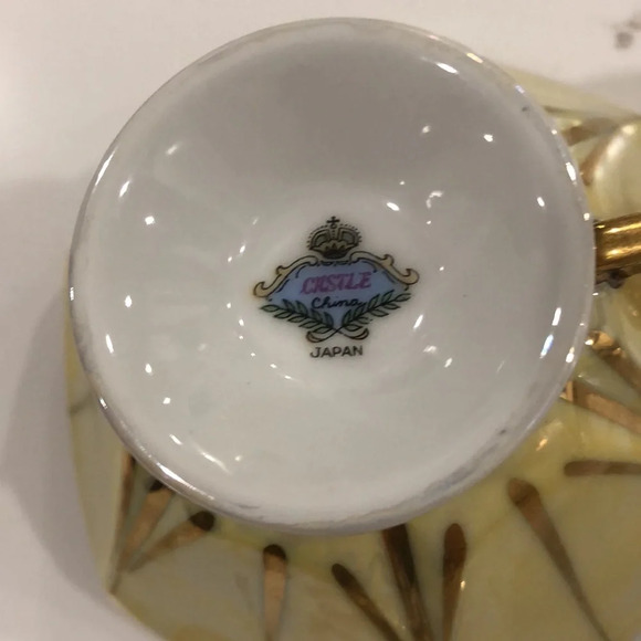 Vintage Castle China Japan yellow gold teacup  set plate and cup - Picture 7 of 10